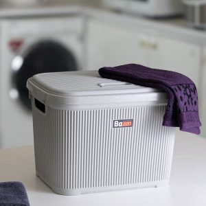 سبد لباس دربدار کوچک گرافیک بازن، خرید سبد لباس پلاستیکی